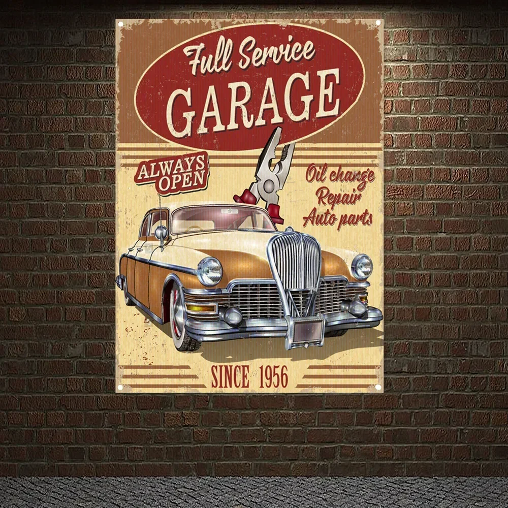 Póster Vintage 'GARAGE ALWAYS  - Auto Repair Shop Open reseña y precio